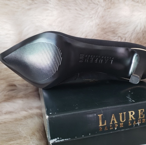 Ralph Lauren Sarina black satin heels - Picture 6 of 8